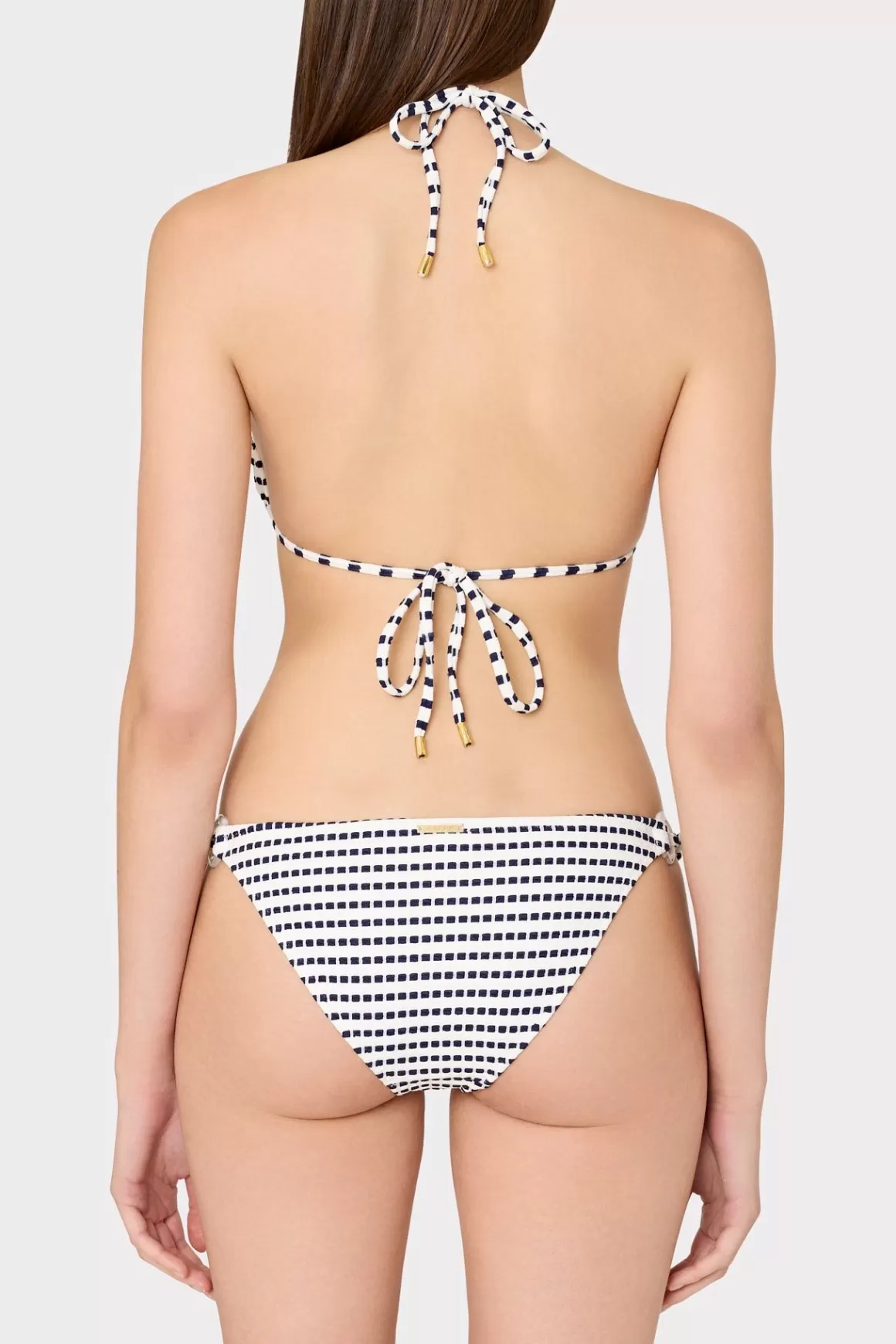 MILLY Bikinis-Textured Stripe Ring Bikini Bottom Navy