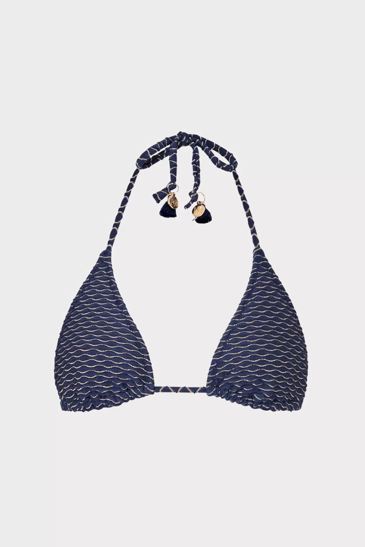 MILLY Jumpsuits & Rompers-Textured Waves Triangle Bikini Top Navy