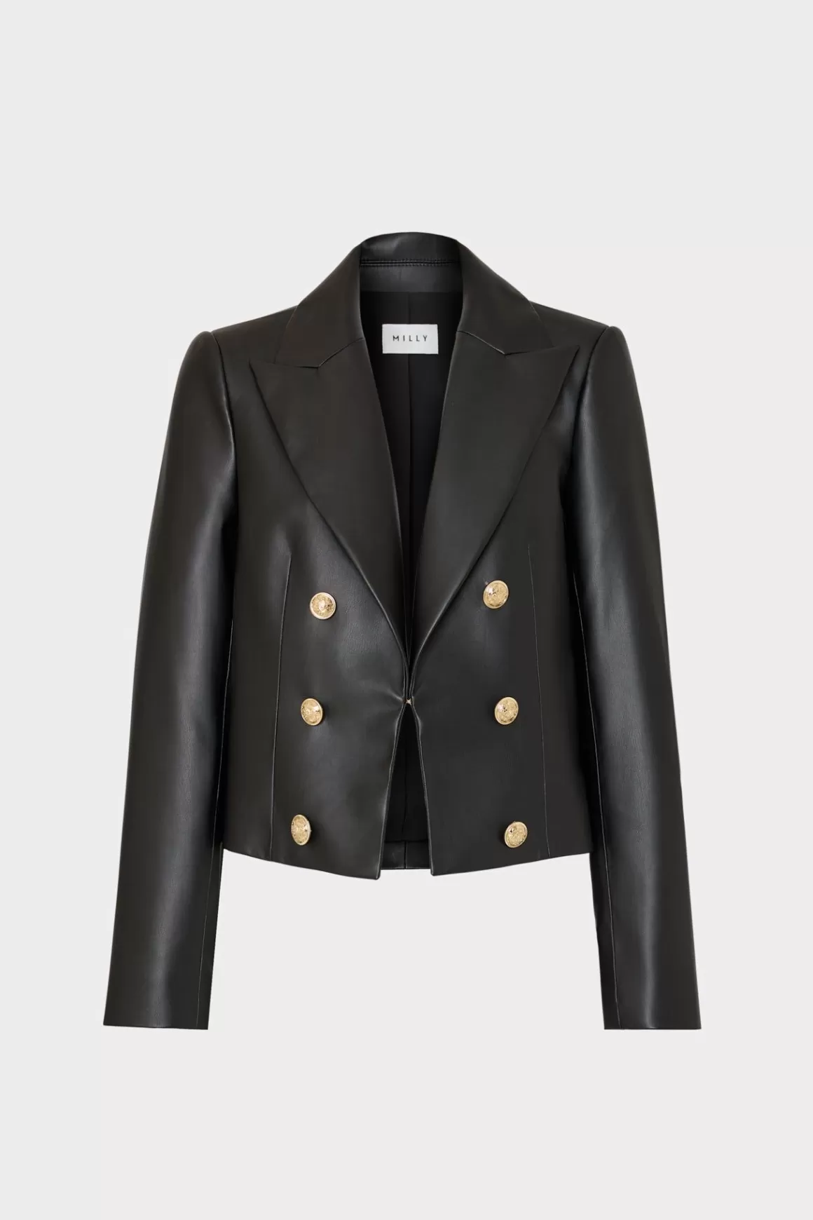 MILLY Blazers-Thompson Vegan Leather Blazer Black