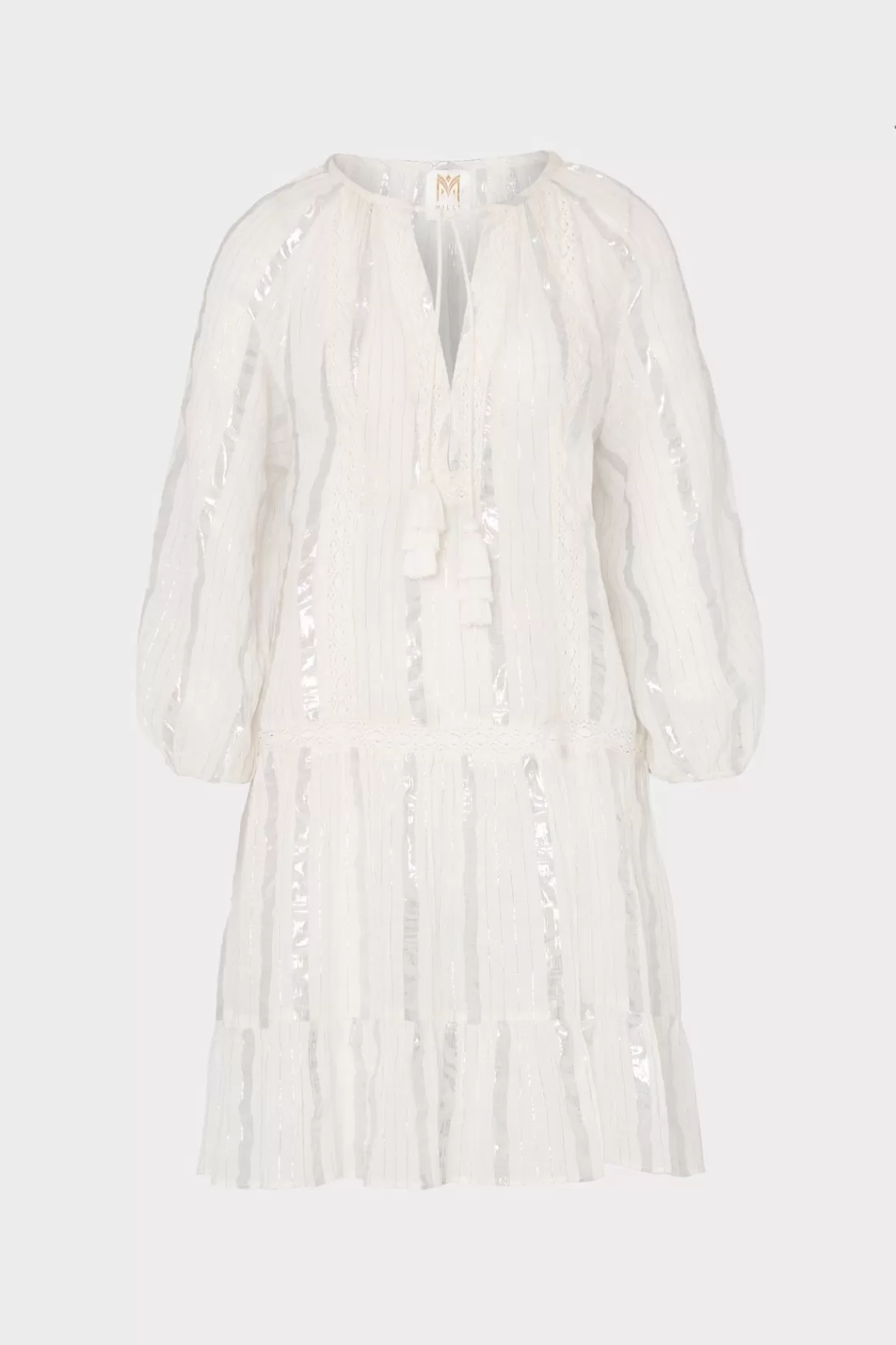 MILLY Cover-Ups-Valentine Lurex Stripe Coverup Dress White