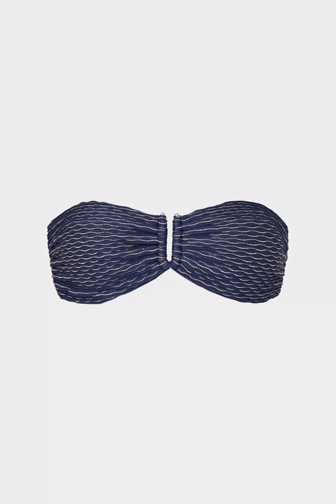 MILLY Bikinis-Verone Texture Waves Bandeau Top Navy