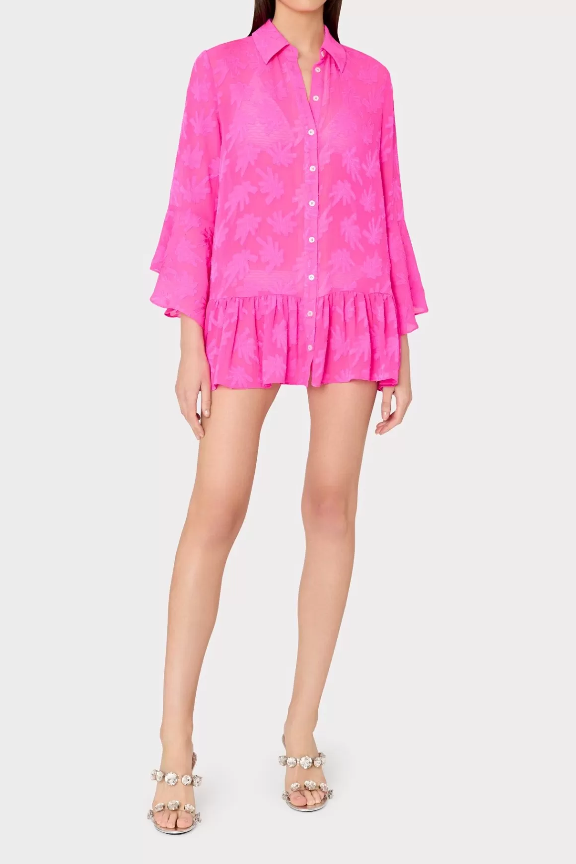 MILLY Jumpsuits & Rompers-Vierra Burnout Coverup Dress Hot Pink