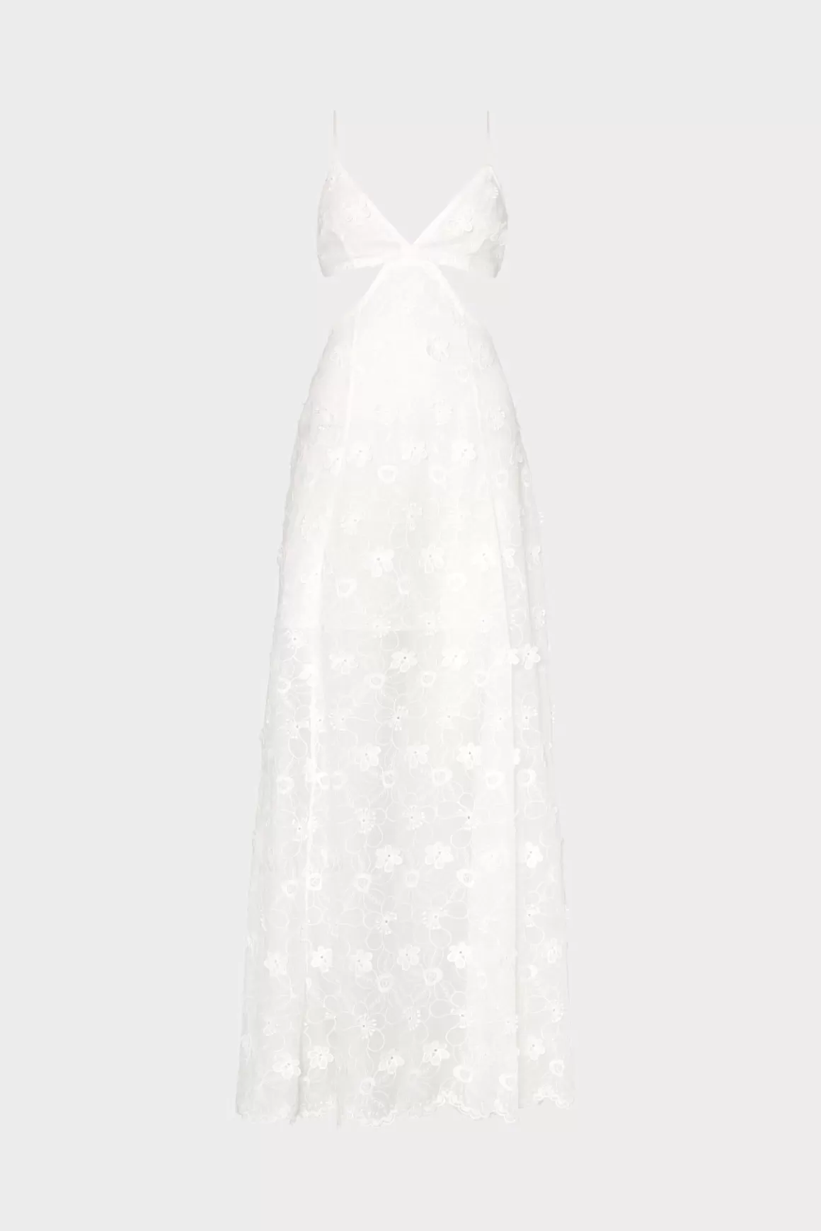 MILLY Cover-Ups-Vivianne 3D Floral Cotton Eyelet Dress White