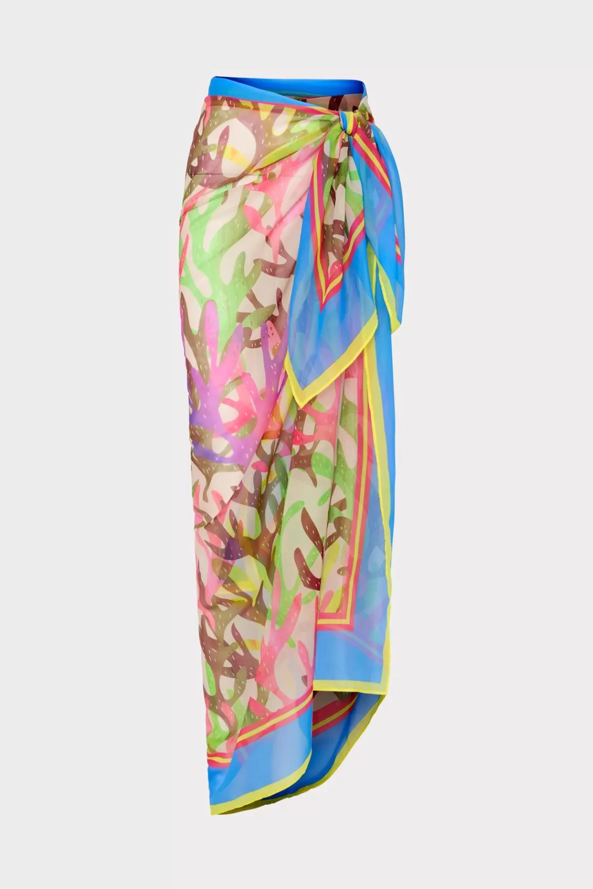 MILLY Jumpsuits & Rompers-Watercolor Caribbean Coral Chiffon Sarong Green Multi