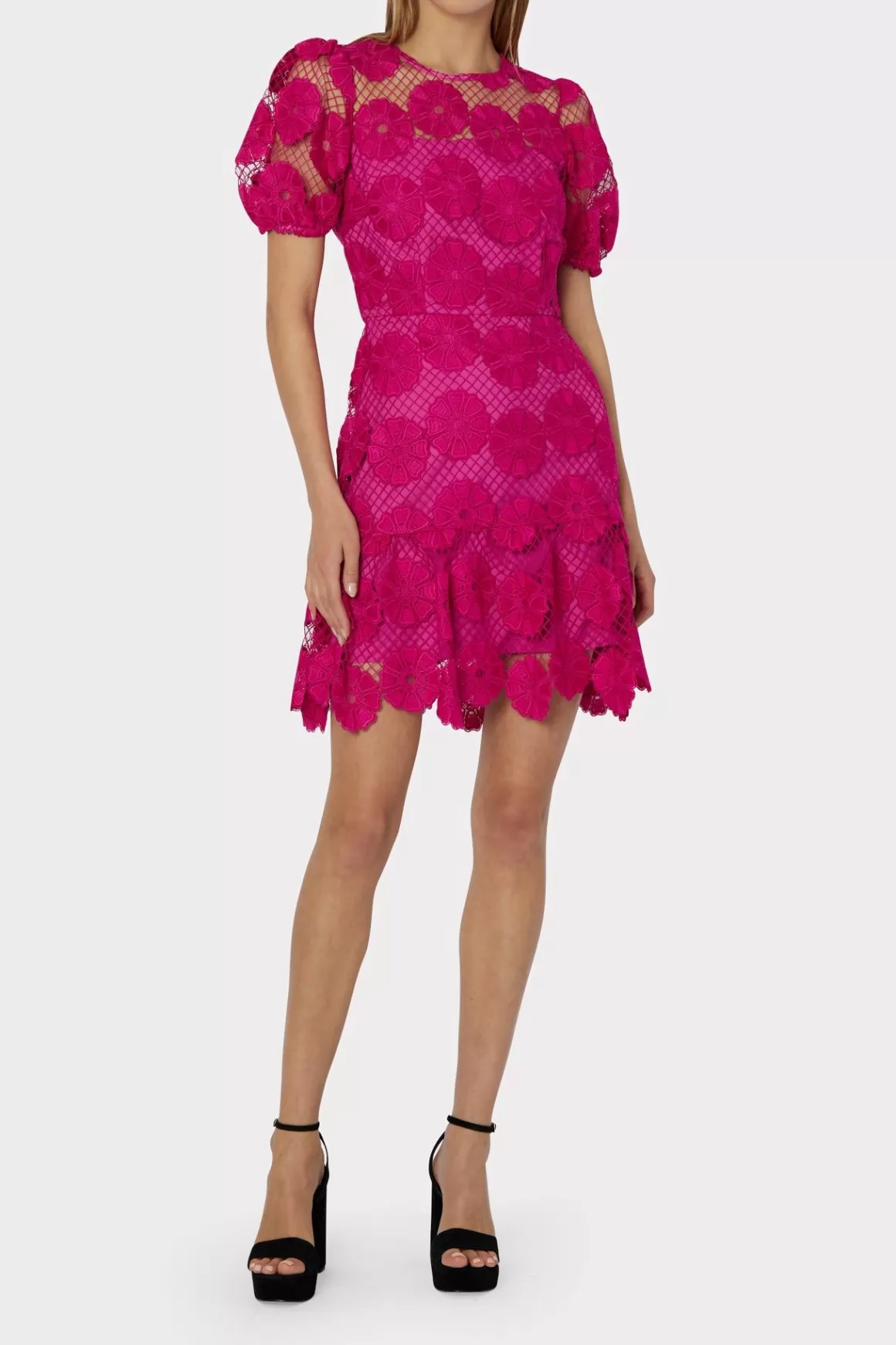 MILLY Pink Dresses-Yasmin Daisy Lace Dress Milly Pink