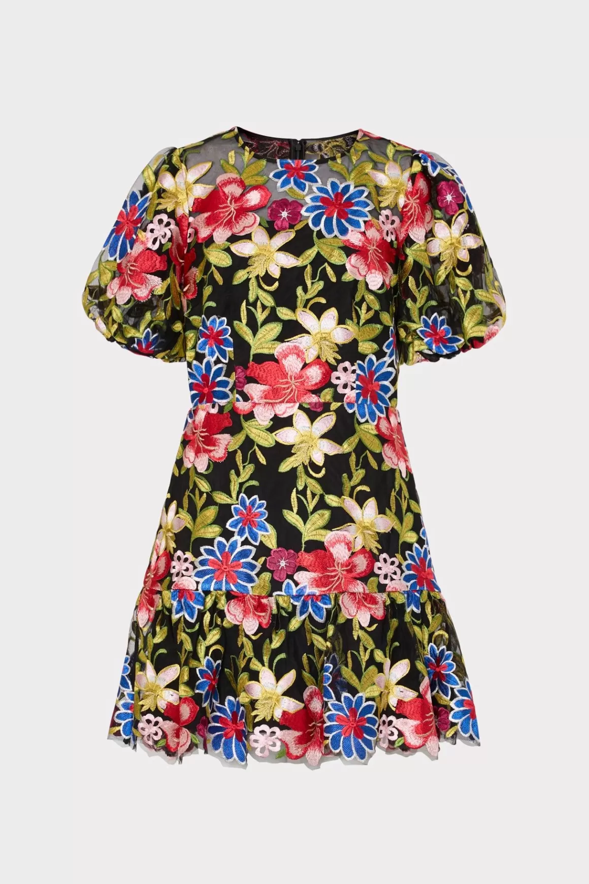 MILLY Guest Of Dresses-Yasmin Floral Embroidery Dress Red Multi