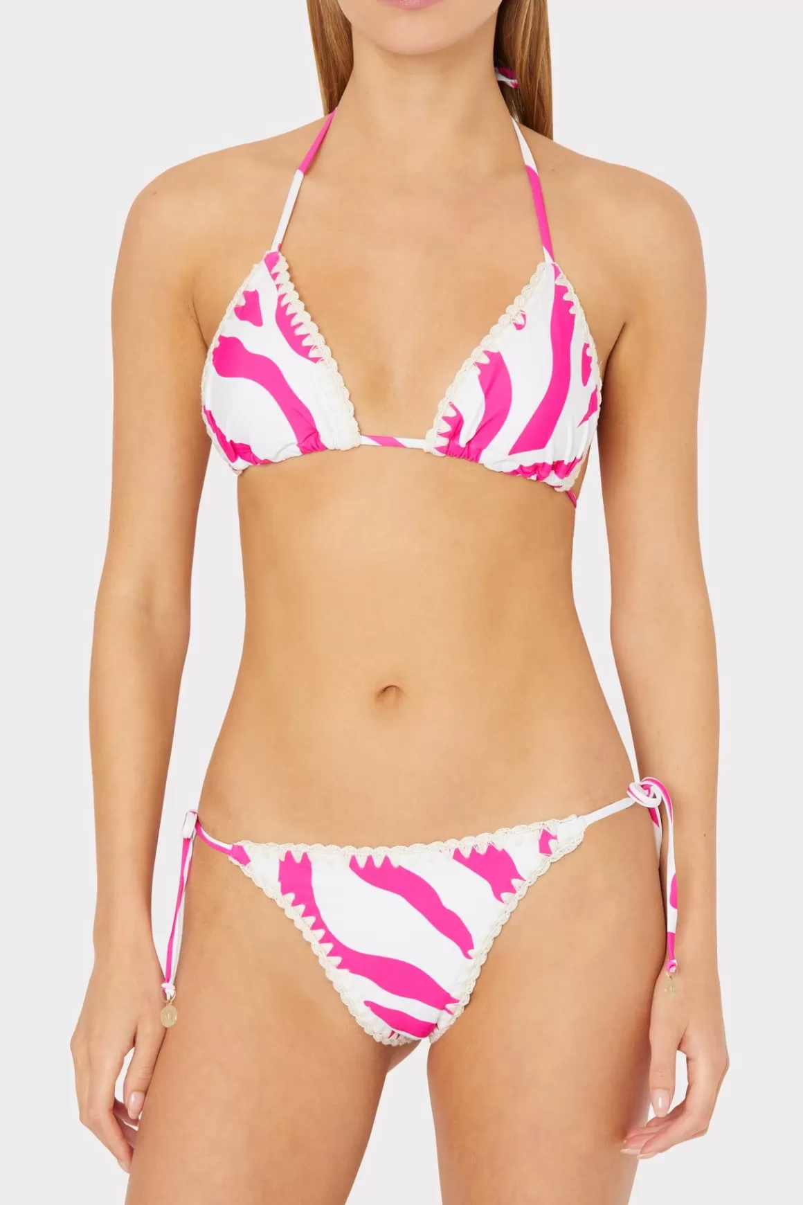 MILLY Jumpsuits & Rompers-Zebra Bikini Bottom Milly Pink/Ecru