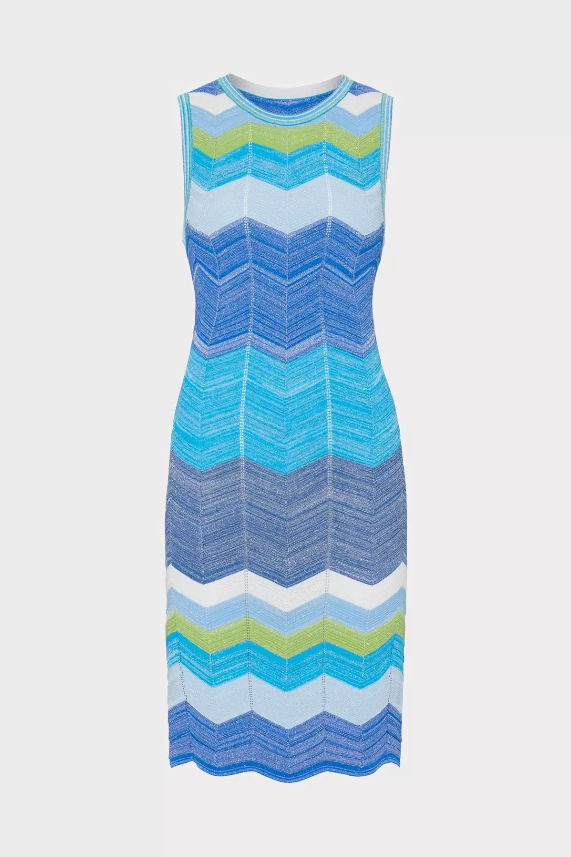 MILLY Mini Dresses-Zig Zag Knit Mini Dress Blue Multi